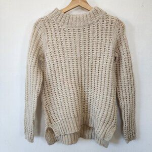 Field Flower Knit Pullover Sweater Ivory Beige Small